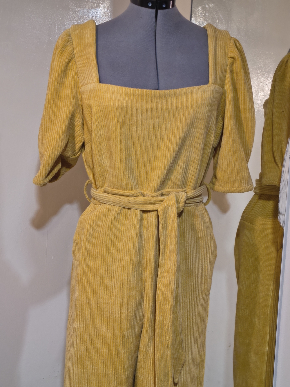 En Saison Yellow Corduroy Jumpsuit with Zip Detail - Picture 2 of 13